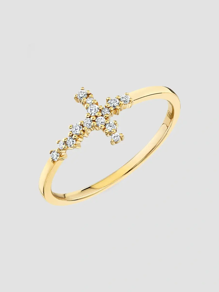 Sydney Evan Women's Tuxedo 14K Gold & 0.12 TCW Diamond Cross Ring | Thumbnail 2 Sydney Evan Women's Tuxedo 14K Gold & 0.12 TCW Diamond Cross Ring | Thumbnail 2