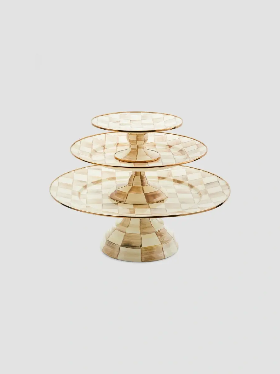 MacKenzie-Childs Mocha Check Large Pedestal Platter | Thumbnail 2 MacKenzie-Childs Mocha Check Large Pedestal Platter | Thumbnail 2