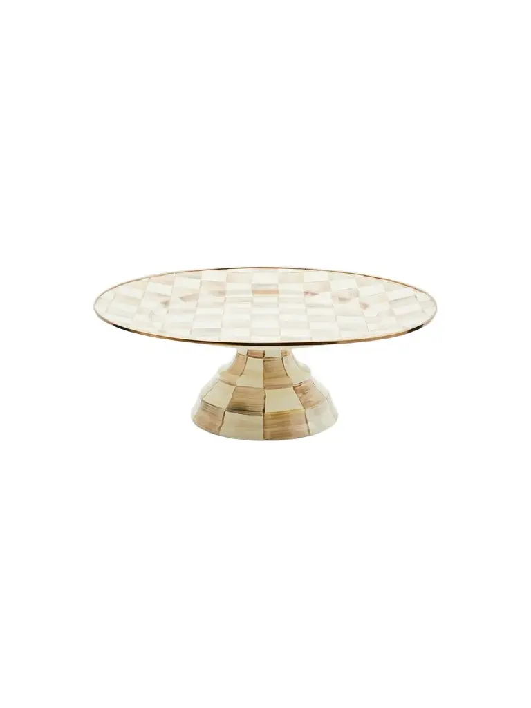 MacKenzie-Childs Mocha Check Large Pedestal Platter