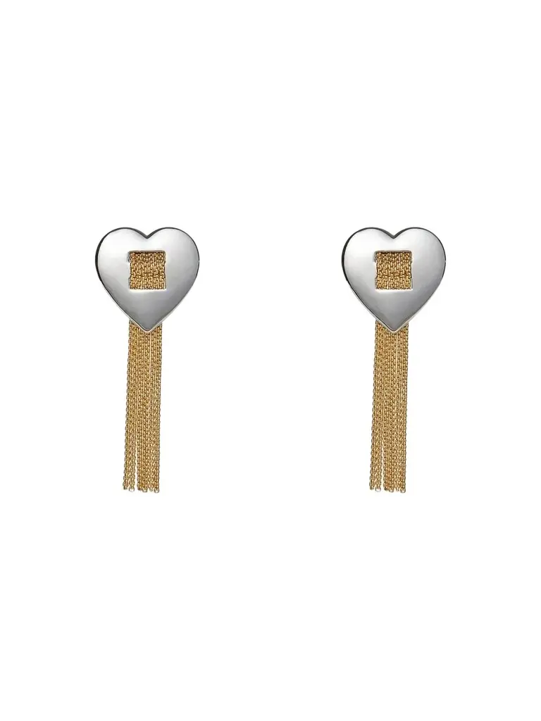 Women's Desert Metal Sweetheart Two-Tone Fringe Earrings Women's Desert Metal Sweetheart Two-Tone Fringe Earrings