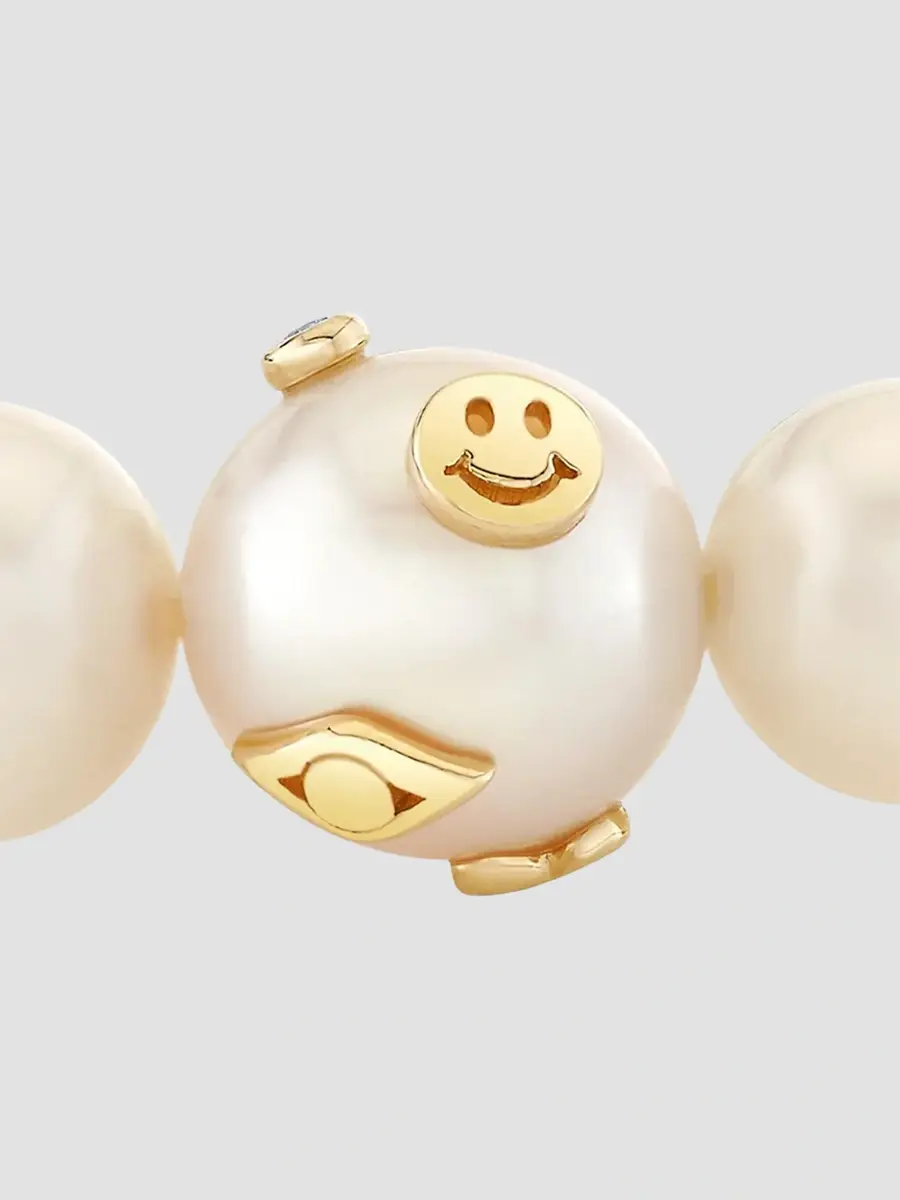 Sydney Evan Women's Tuxedo 14K Yellow Gold, Freshwater Pearl & 0.01 TCW Diamond Beaded Stretch Bracelet | Thumbnail 2 Sydney Evan Women's Tuxedo 14K Yellow Gold, Freshwater Pearl & 0.01 TCW Diamond Beaded Stretch Bracelet | Thumbnail 2