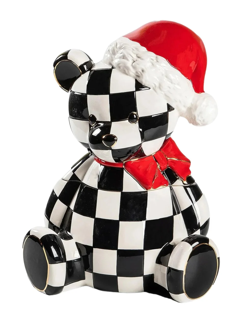 MacKenzie-Childs Christmas Spirit Courtly Santa Bear Cookie Jar