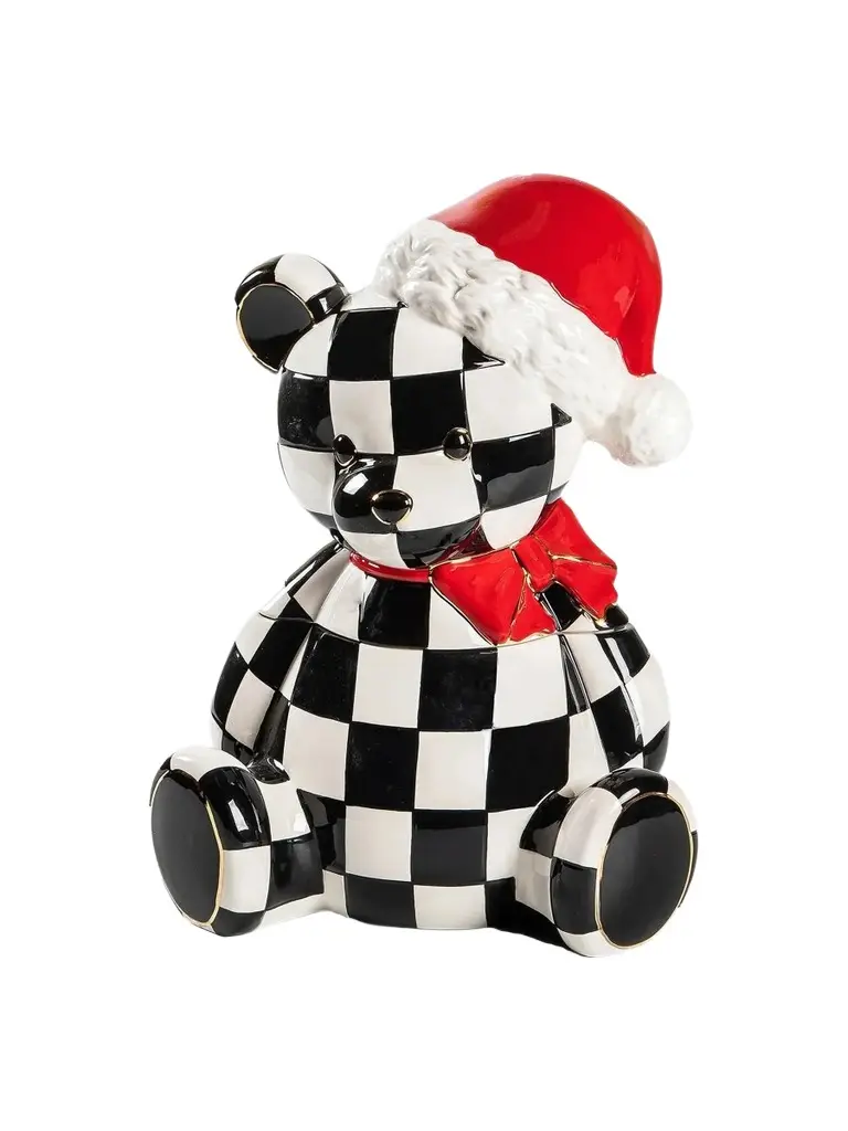 MacKenzie-Childs Christmas Spirit Courtly Santa Bear Cookie Jar