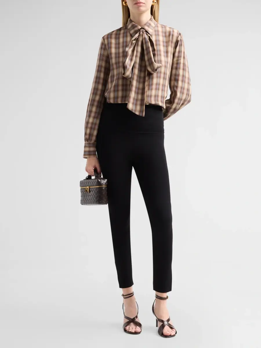 PRABAL GURUNG Women's Plaid Tie-Neck Blouse | Thumbnail 2 PRABAL GURUNG Women's Plaid Tie-Neck Blouse | Thumbnail 2
