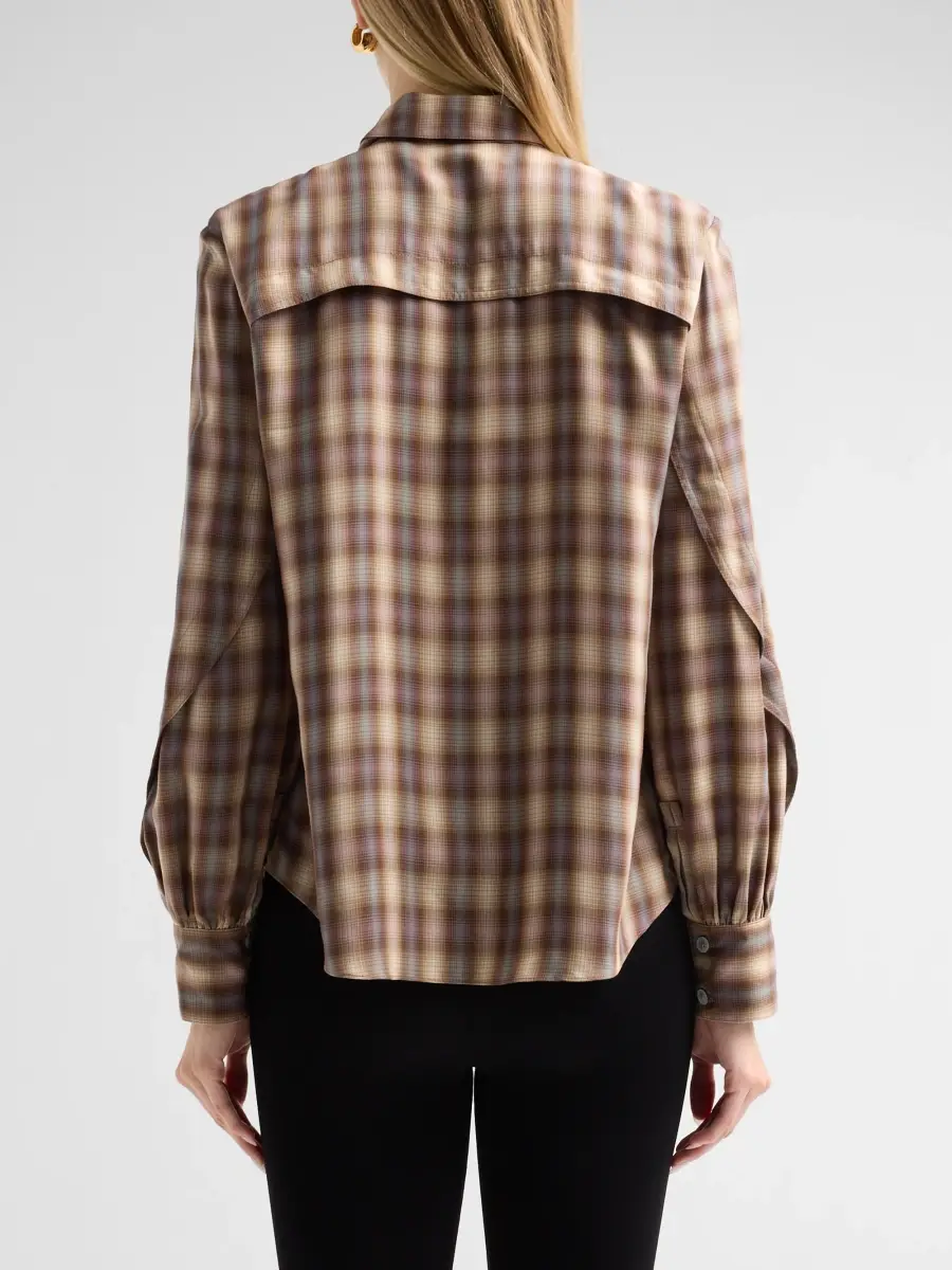 PRABAL GURUNG Women's Plaid Tie-Neck Blouse | Thumbnail 3 PRABAL GURUNG Women's Plaid Tie-Neck Blouse | Thumbnail 3