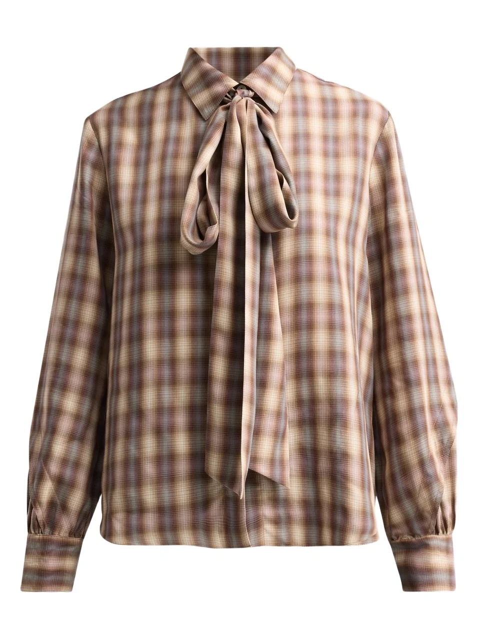 PRABAL GURUNG Women's Plaid Tie-Neck Blouse