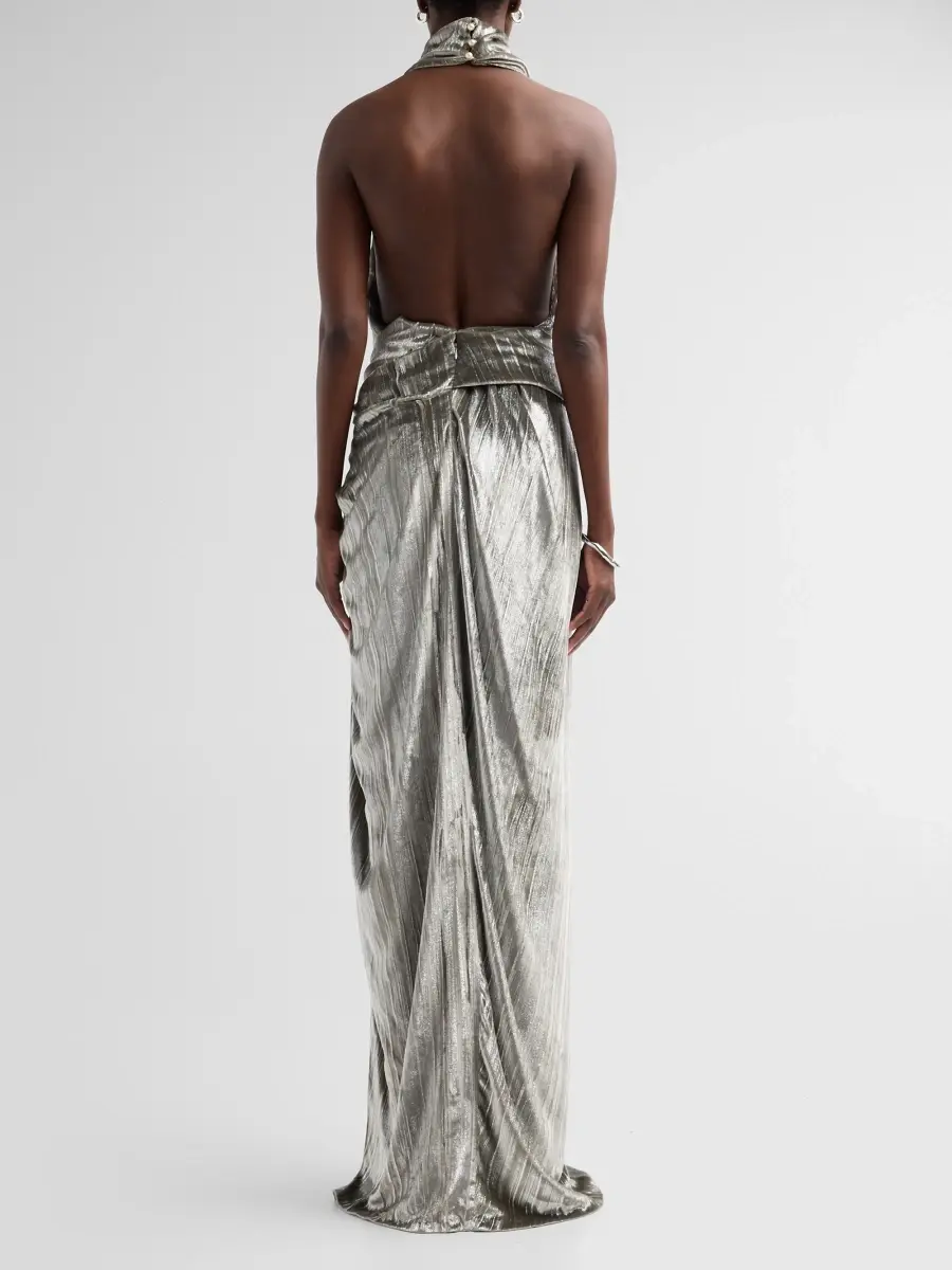 Atelier Prabal Gurung Women's Draped Crushed Velvet Halter Gown | Thumbnail 3 Atelier Prabal Gurung Women's Draped Crushed Velvet Halter Gown | Thumbnail 3