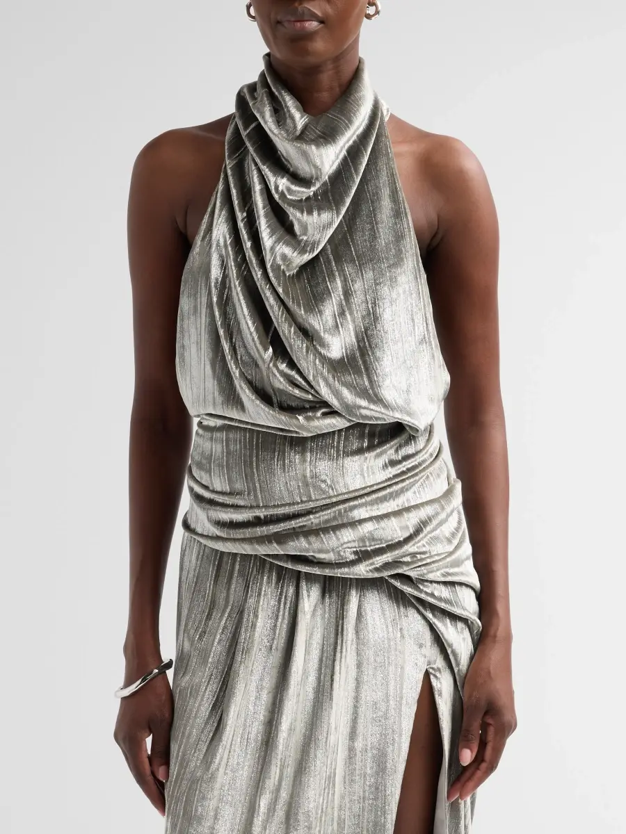 Atelier Prabal Gurung Women's Draped Crushed Velvet Halter Gown | Thumbnail 5 Atelier Prabal Gurung Women's Draped Crushed Velvet Halter Gown | Thumbnail 5