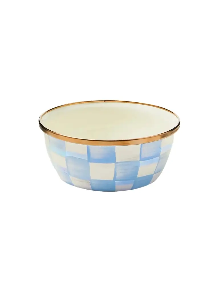 Sky Check Hand-Painted Enamel Pinch Bowl Sky Check Hand-Painted Enamel Pinch Bowl
