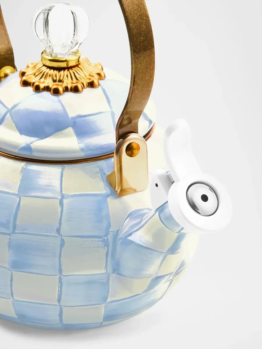 MacKenzie-Childs Sky Check 2-Quart Whistling Tea Kettle | Thumbnail 2 MacKenzie-Childs Sky Check 2-Quart Whistling Tea Kettle | Thumbnail 2