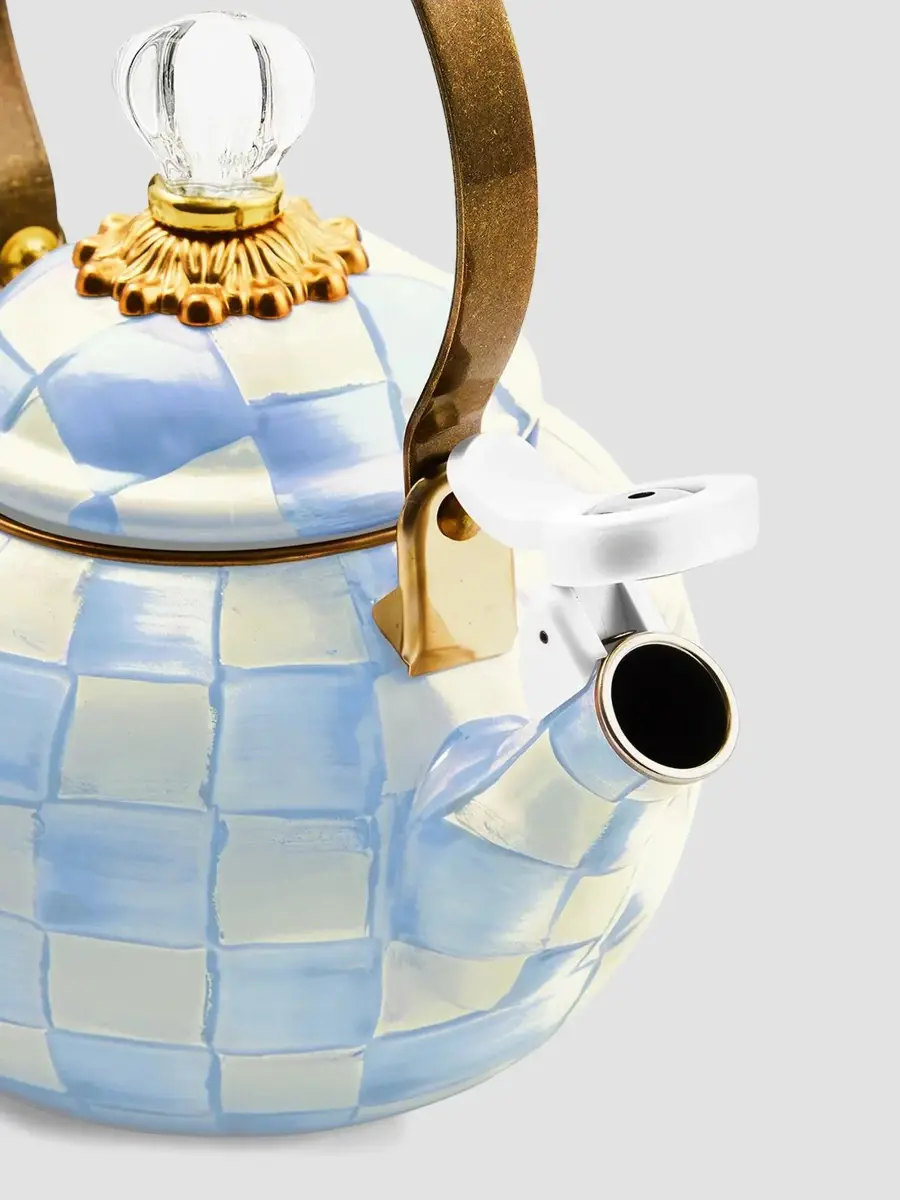MacKenzie-Childs Sky Check 2-Quart Whistling Tea Kettle | Thumbnail 3 MacKenzie-Childs Sky Check 2-Quart Whistling Tea Kettle | Thumbnail 3