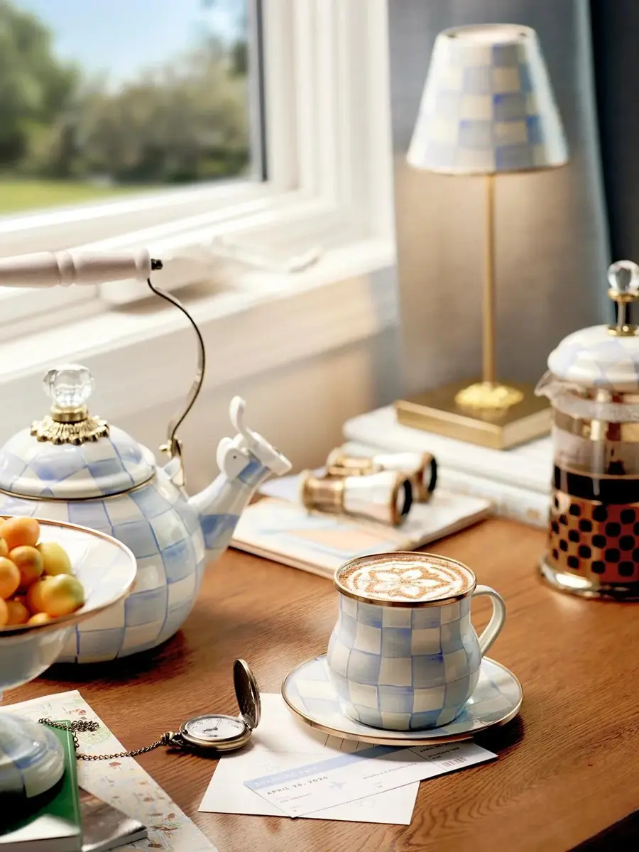 MacKenzie-Childs Sky Check 2-Quart Whistling Tea Kettle | Thumbnail 4 MacKenzie-Childs Sky Check 2-Quart Whistling Tea Kettle | Thumbnail 4