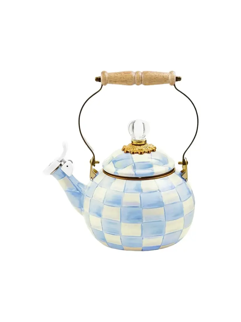 MacKenzie-Childs Sky Check 2-Quart Whistling Tea Kettle