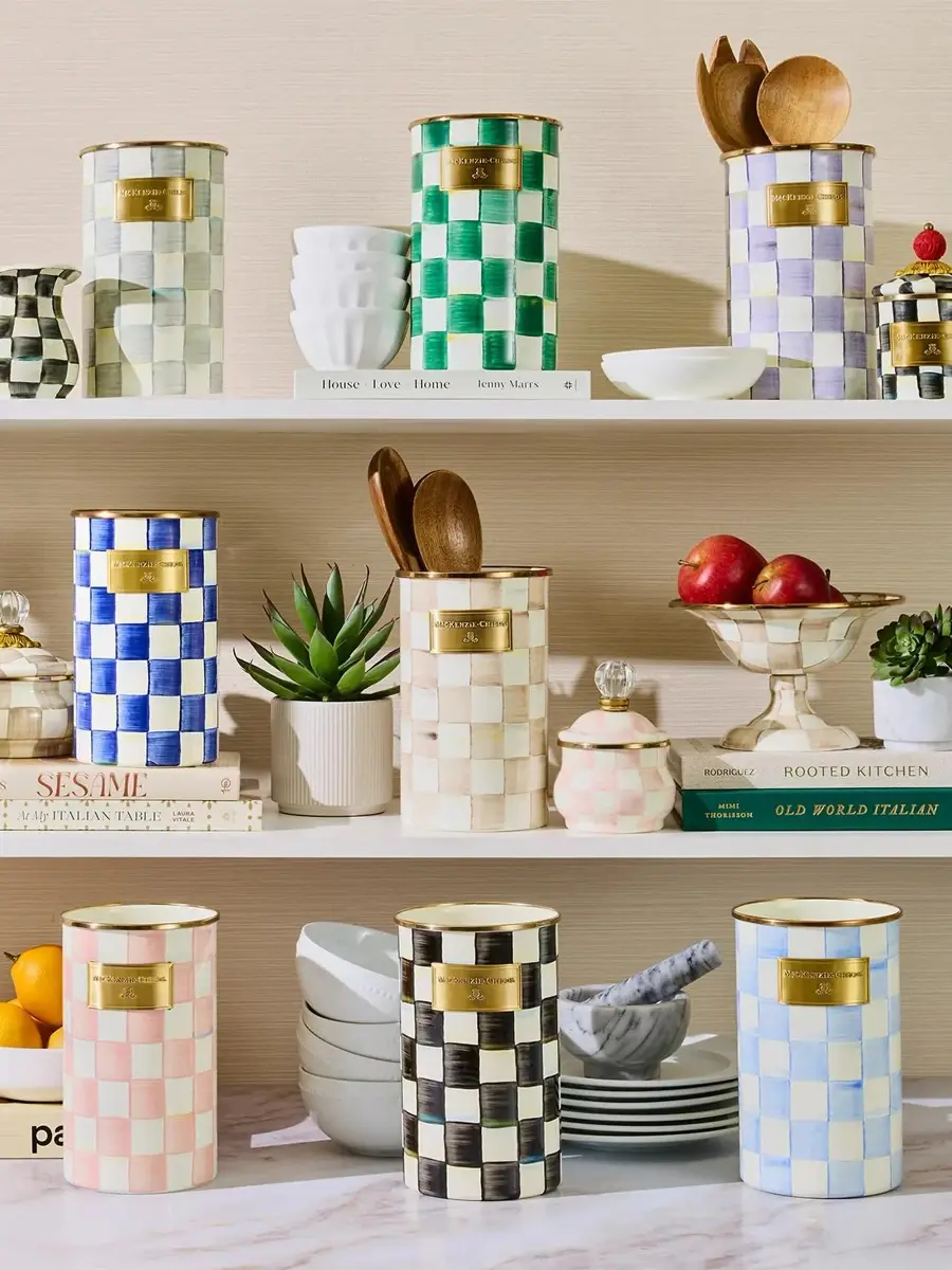 MacKenzie-Childs Sky Check Hand-Painted Enamel Utensil Holder | Thumbnail 2 MacKenzie-Childs Sky Check Hand-Painted Enamel Utensil Holder | Thumbnail 2