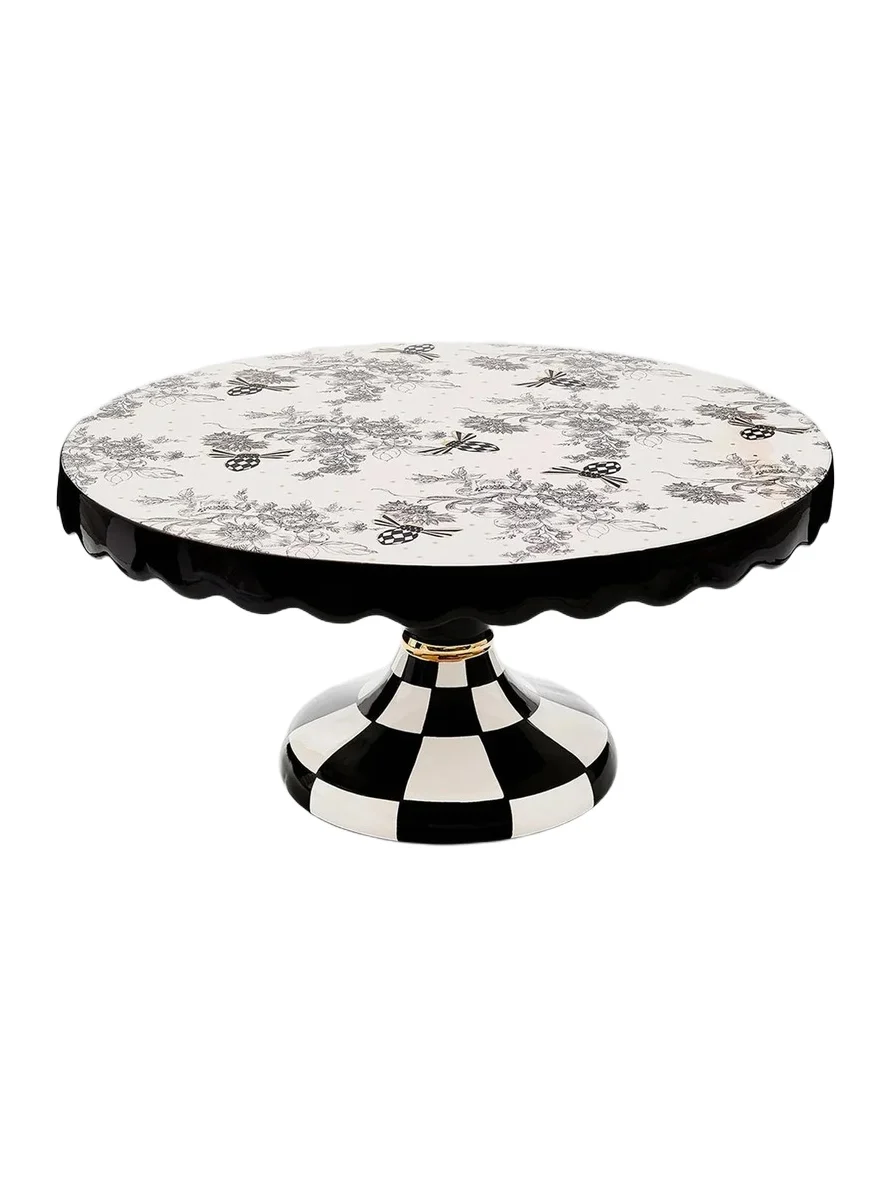 MacKenzie-Childs Bee Toile Large Ceramic Cake Stand