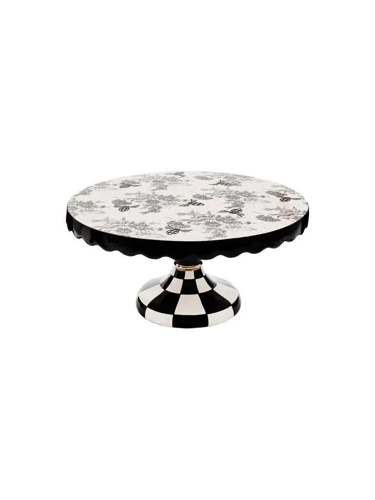 MacKenzie-Childs Bee Toile Large Ceramic Cake Stand
