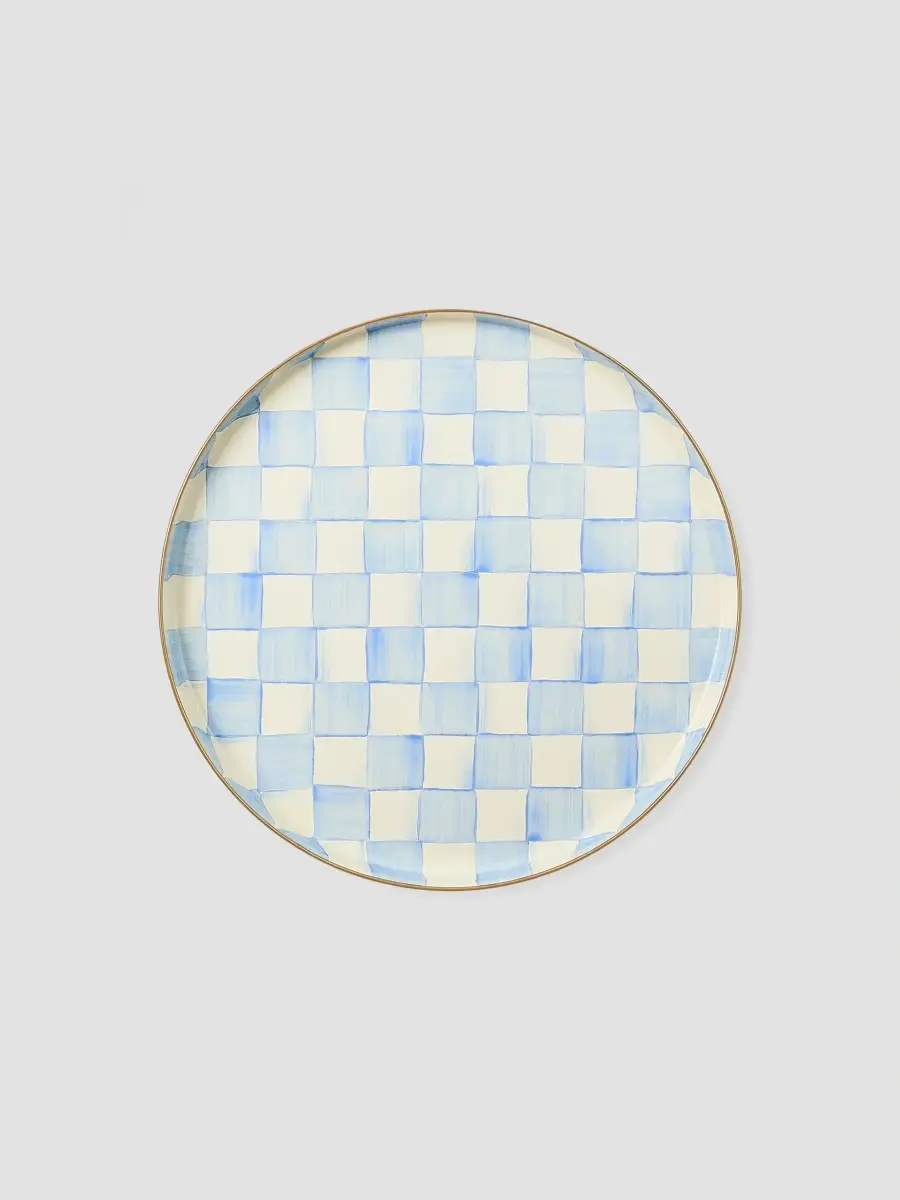 MacKenzie-Childs Sky Check Hand-Painted Round Enamel Tray | Thumbnail 2 MacKenzie-Childs Sky Check Hand-Painted Round Enamel Tray | Thumbnail 2