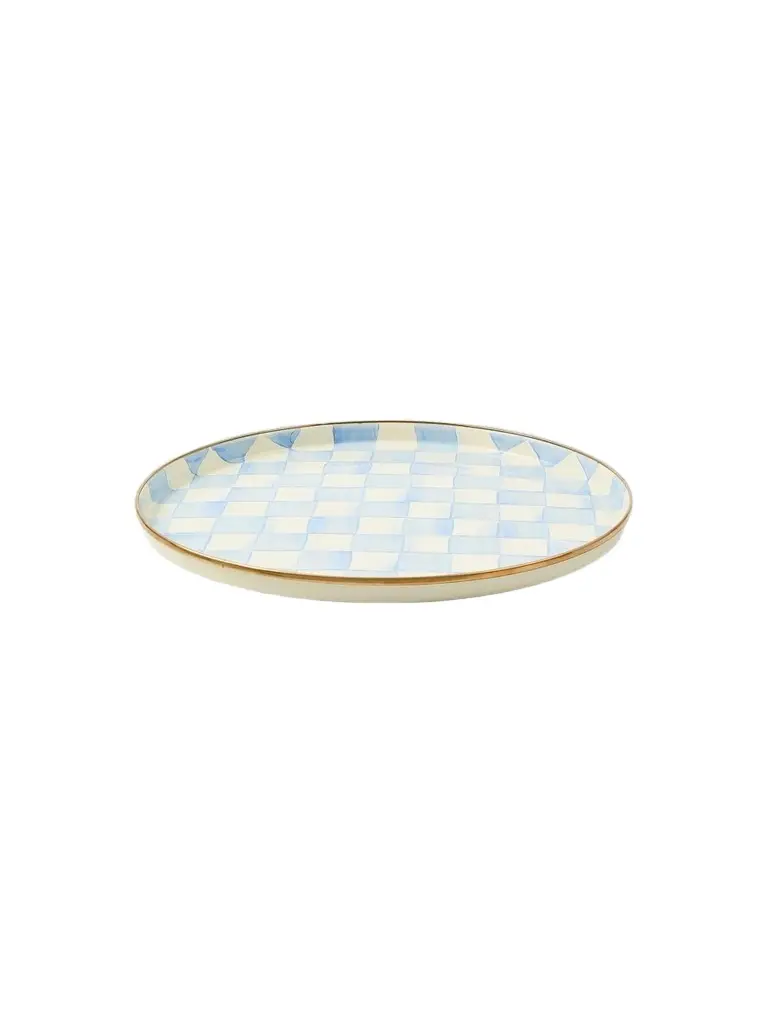 Sky Check Hand-Painted Round Enamel Tray Sky Check Hand-Painted Round Enamel Tray