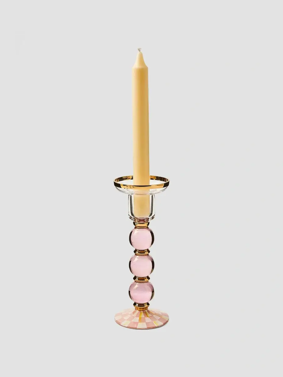 MacKenzie-Childs Rosy Check Glass Candleholder | Thumbnail 2 MacKenzie-Childs Rosy Check Glass Candleholder | Thumbnail 2