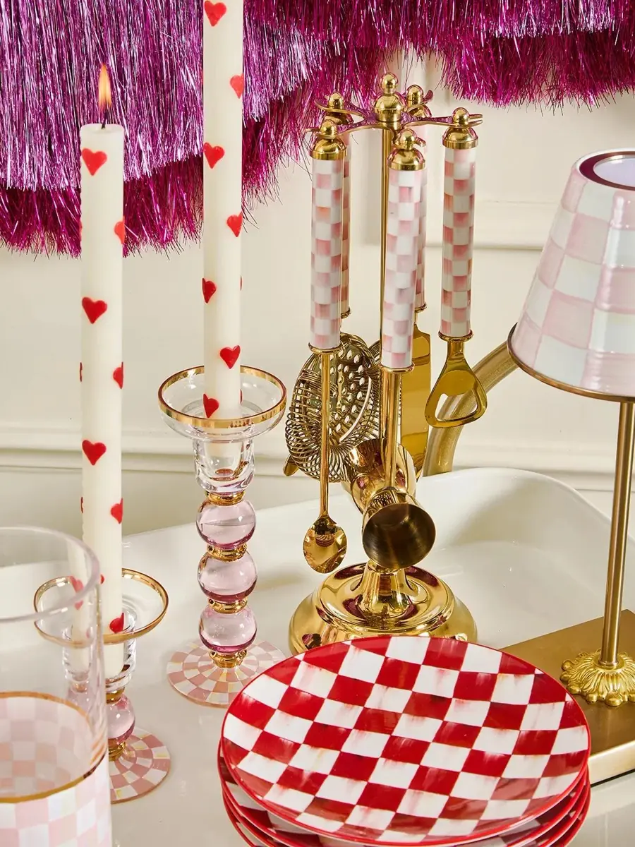 MacKenzie-Childs Rosy Check Glass Candleholder | Thumbnail 3 MacKenzie-Childs Rosy Check Glass Candleholder | Thumbnail 3
