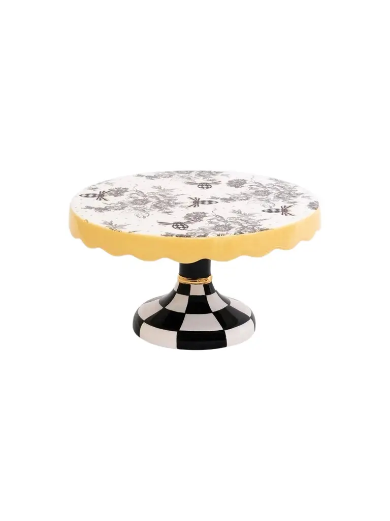 MacKenzie-Childs Bee Toile Ceramic Cake Stand