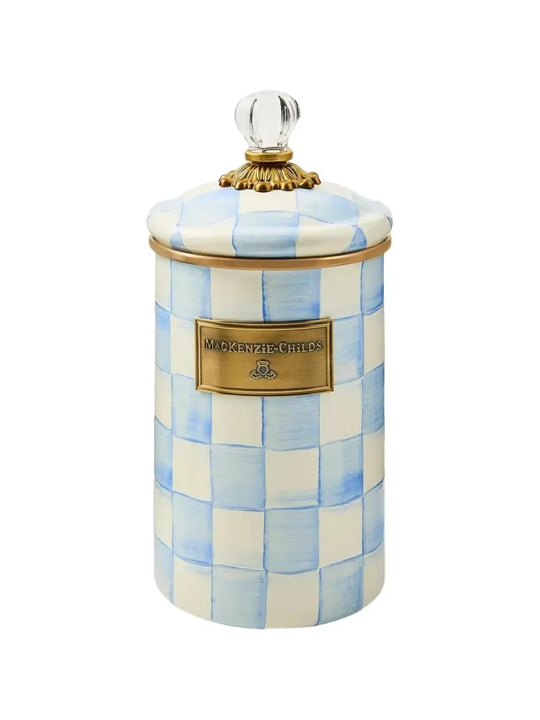 MacKenzie-Childs Sky Check Large Enamel Storage Container