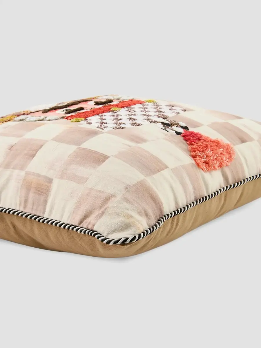 MacKenzie-Childs Mocha Check Nutcracker Throw Pillow | Thumbnail 2 MacKenzie-Childs Mocha Check Nutcracker Throw Pillow | Thumbnail 2