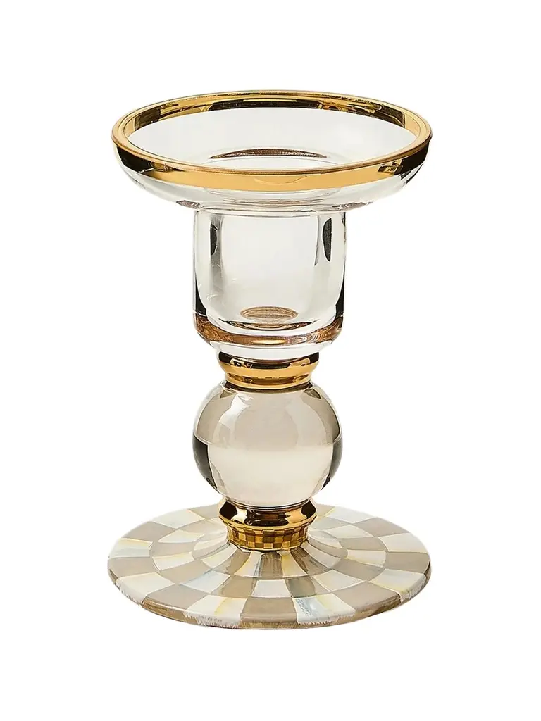 MacKenzie-Childs Sterling Check Glass Candleholder