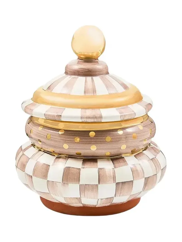MacKenzie-Childs Check Ceramic Groovy Storage Container
