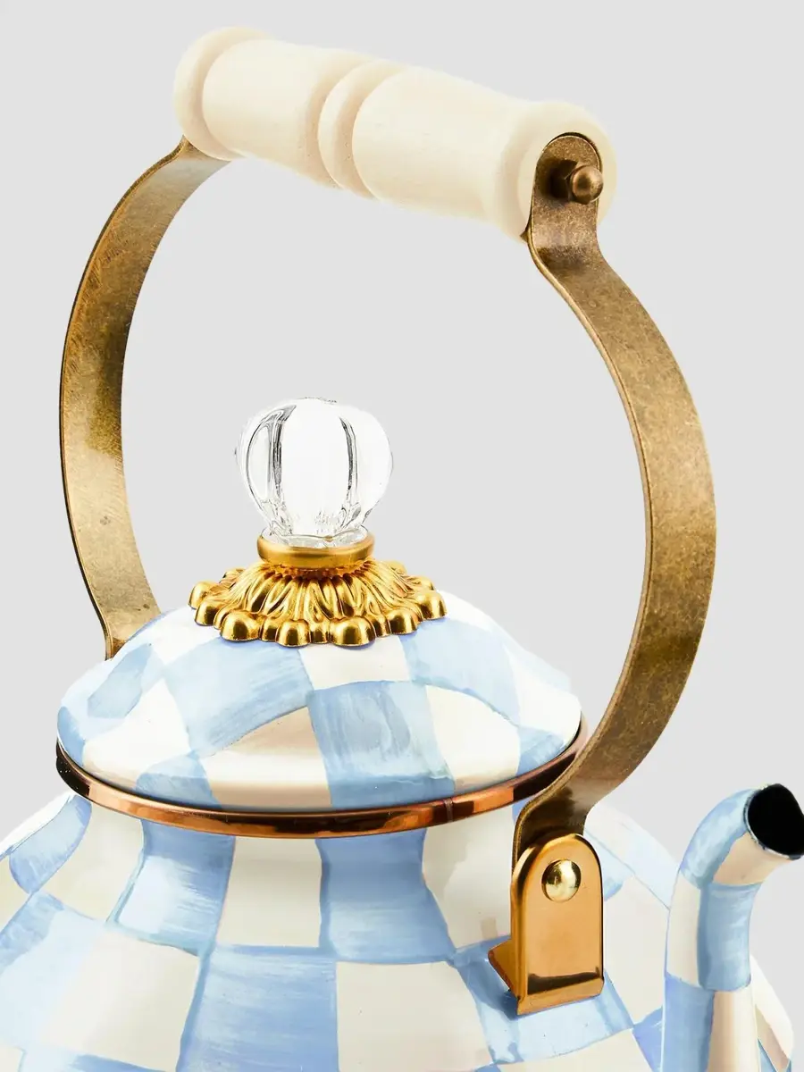 MacKenzie-Childs Sky Check 3-Quart Hand-Painted Enamel Teapot | Thumbnail 3