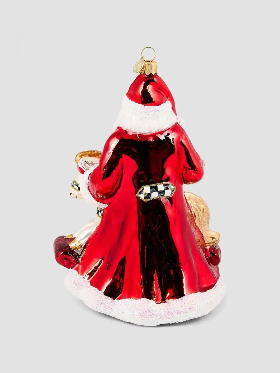 MacKenzie-Childs Santa with Rocking Horse Glass Ornament | Thumbnail 2 MacKenzie-Childs Santa with Rocking Horse Glass Ornament | Thumbnail 2
