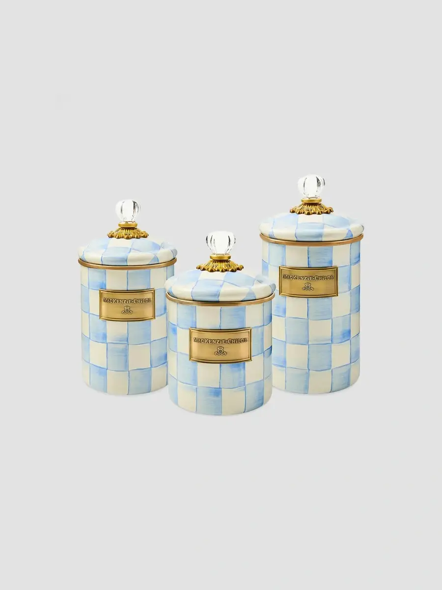 MacKenzie-Childs Medium Sky Check Hand-Painted Storage Container | Thumbnail 2 MacKenzie-Childs Medium Sky Check Hand-Painted Storage Container | Thumbnail 2
