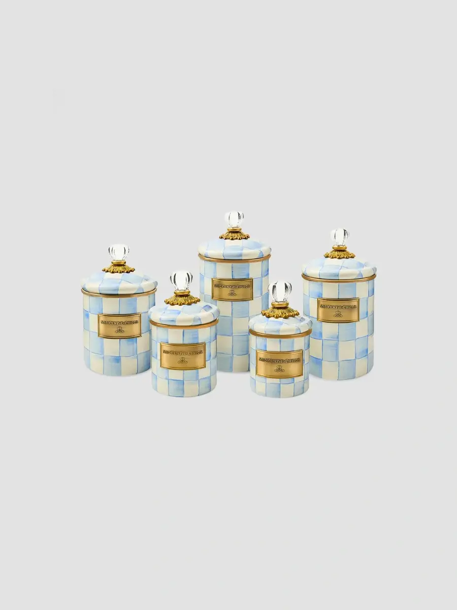 MacKenzie-Childs Medium Sky Check Hand-Painted Storage Container | Thumbnail 3 MacKenzie-Childs Medium Sky Check Hand-Painted Storage Container | Thumbnail 3