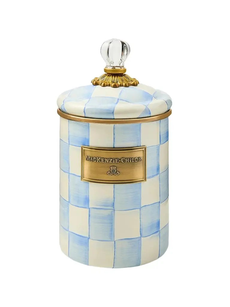 MacKenzie-Childs Medium Sky Check Hand-Painted Storage Container