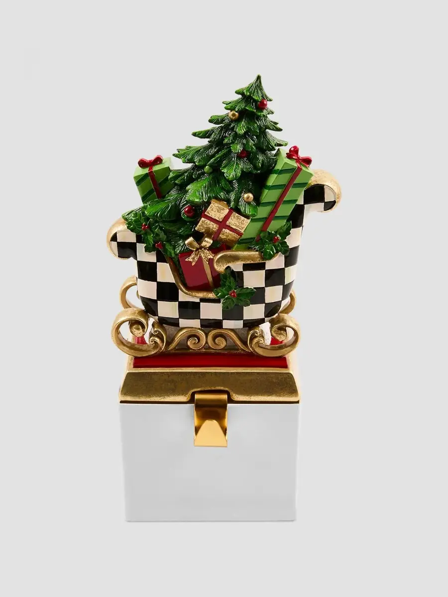 MacKenzie-Childs Merry Christmas Westminster Sleigh Resin Stocking Holder | Thumbnail 2