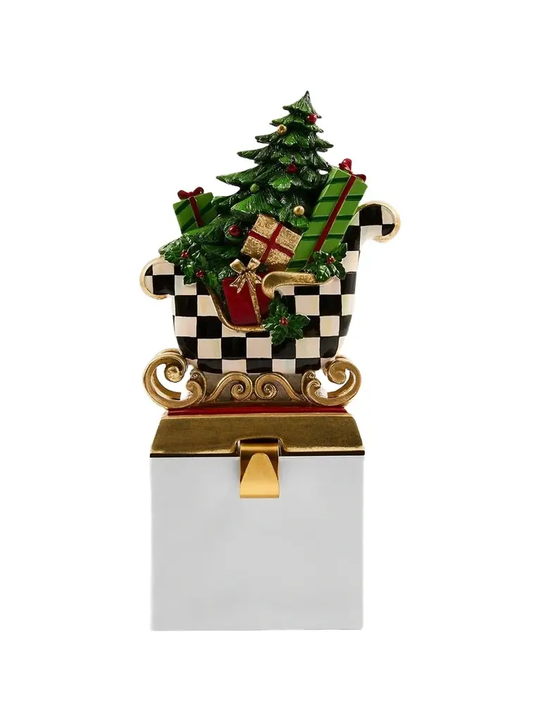 MacKenzie-Childs Merry Christmas Westminster Sleigh Resin Stocking Holder