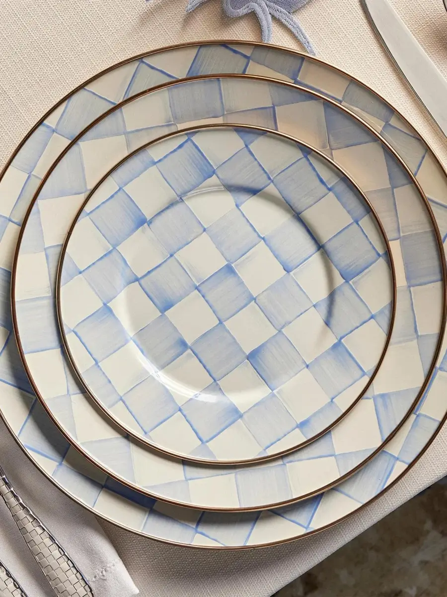 MacKenzie-Childs Sky Check Hand-Painted Enamel Salad Plate | Thumbnail 4 MacKenzie-Childs Sky Check Hand-Painted Enamel Salad Plate | Thumbnail 4