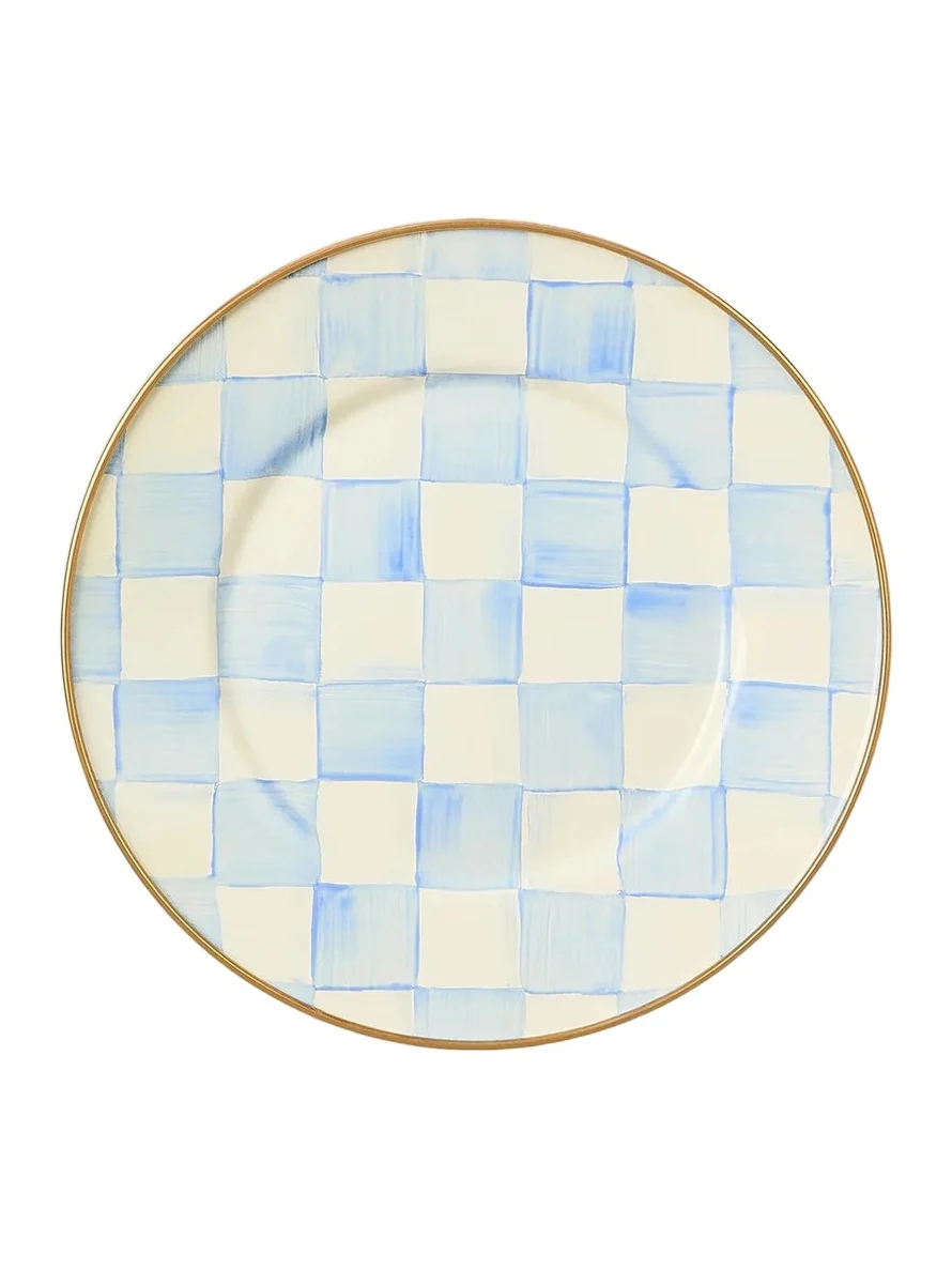 MacKenzie-Childs Sky Check Hand-Painted Enamel Salad Plate