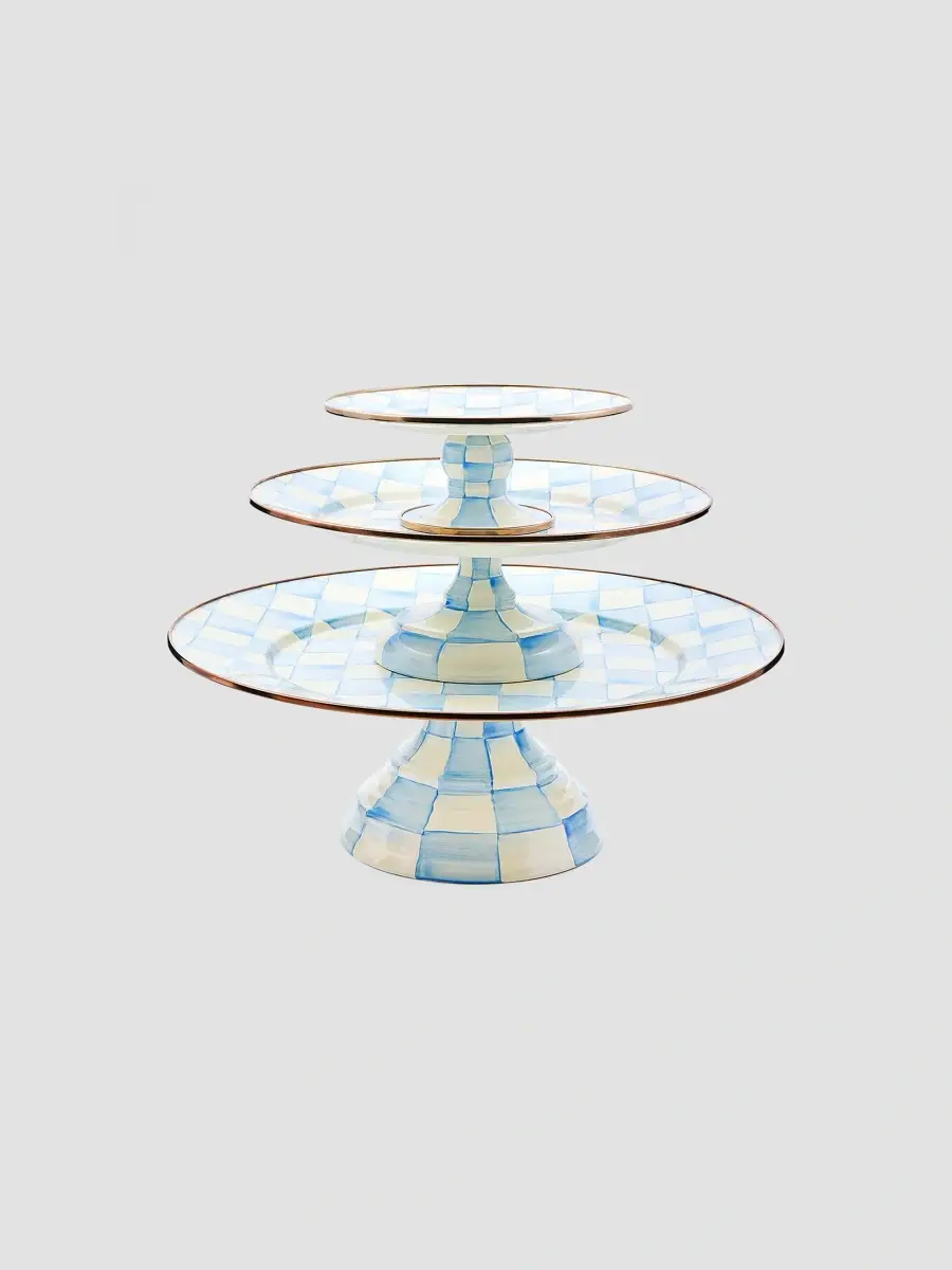 MacKenzie-Childs Sky Check Large Hand-Painted Enamel Pedestal Platter | Thumbnail 2 MacKenzie-Childs Sky Check Large Hand-Painted Enamel Pedestal Platter | Thumbnail 2