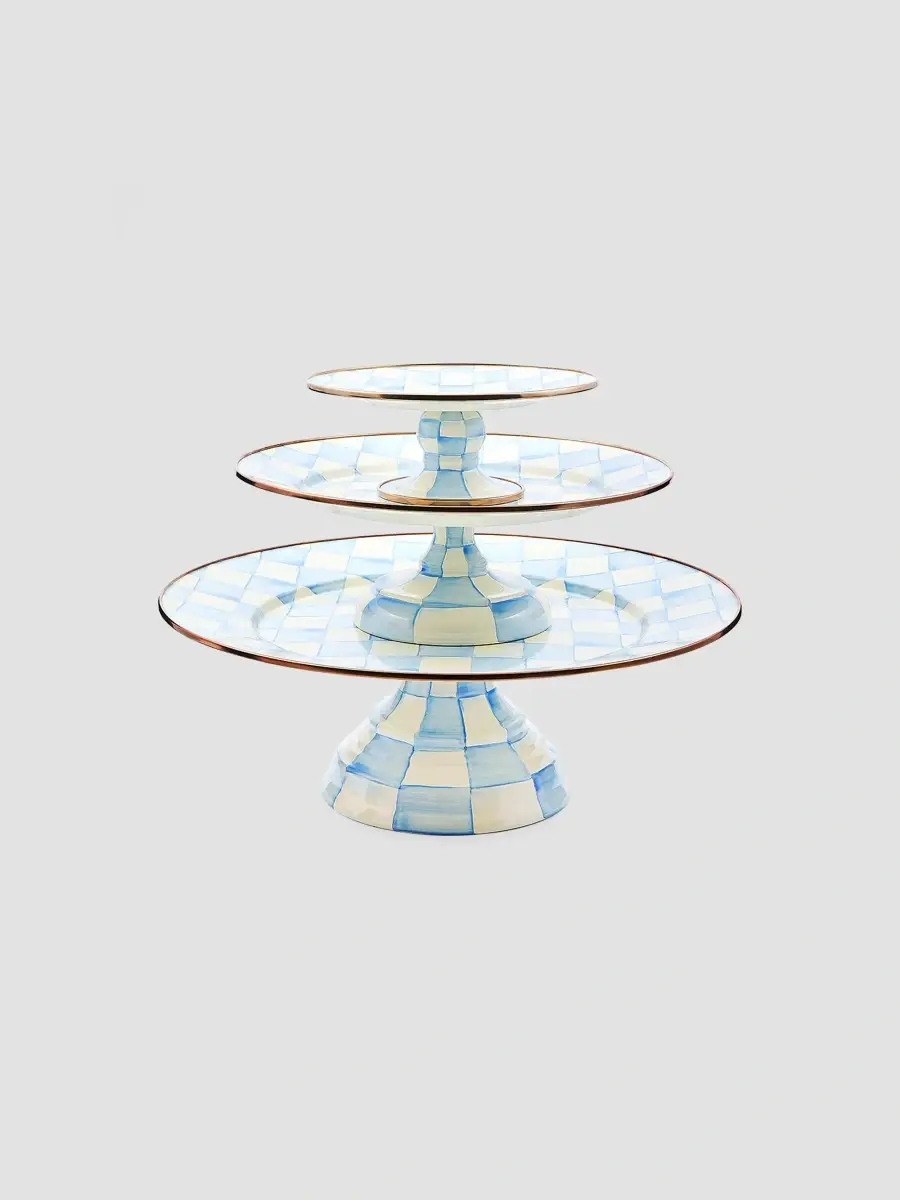 MacKenzie-Childs Sky Check Hand-Painted Enamel Cake Stand | Thumbnail 2 MacKenzie-Childs Sky Check Hand-Painted Enamel Cake Stand | Thumbnail 2