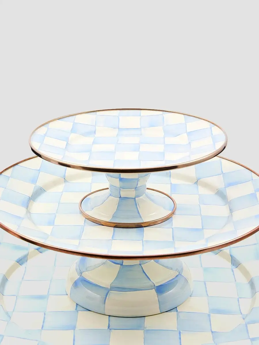 MacKenzie-Childs Sky Check Hand-Painted Enamel Cake Stand | Thumbnail 3 MacKenzie-Childs Sky Check Hand-Painted Enamel Cake Stand | Thumbnail 3