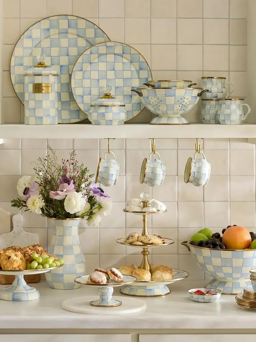 MacKenzie-Childs Sky Check Hand-Painted Enamel Cake Stand | Thumbnail 4 MacKenzie-Childs Sky Check Hand-Painted Enamel Cake Stand | Thumbnail 4