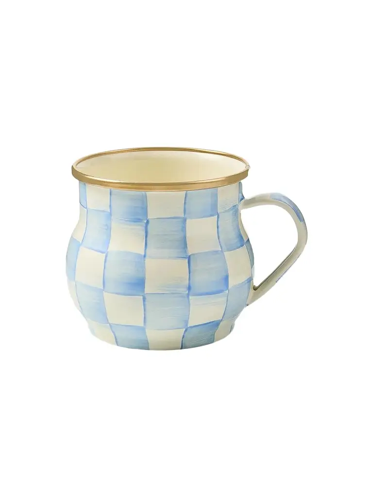 MacKenzie-Childs Sky Check Hand-Painted Enamel Mug