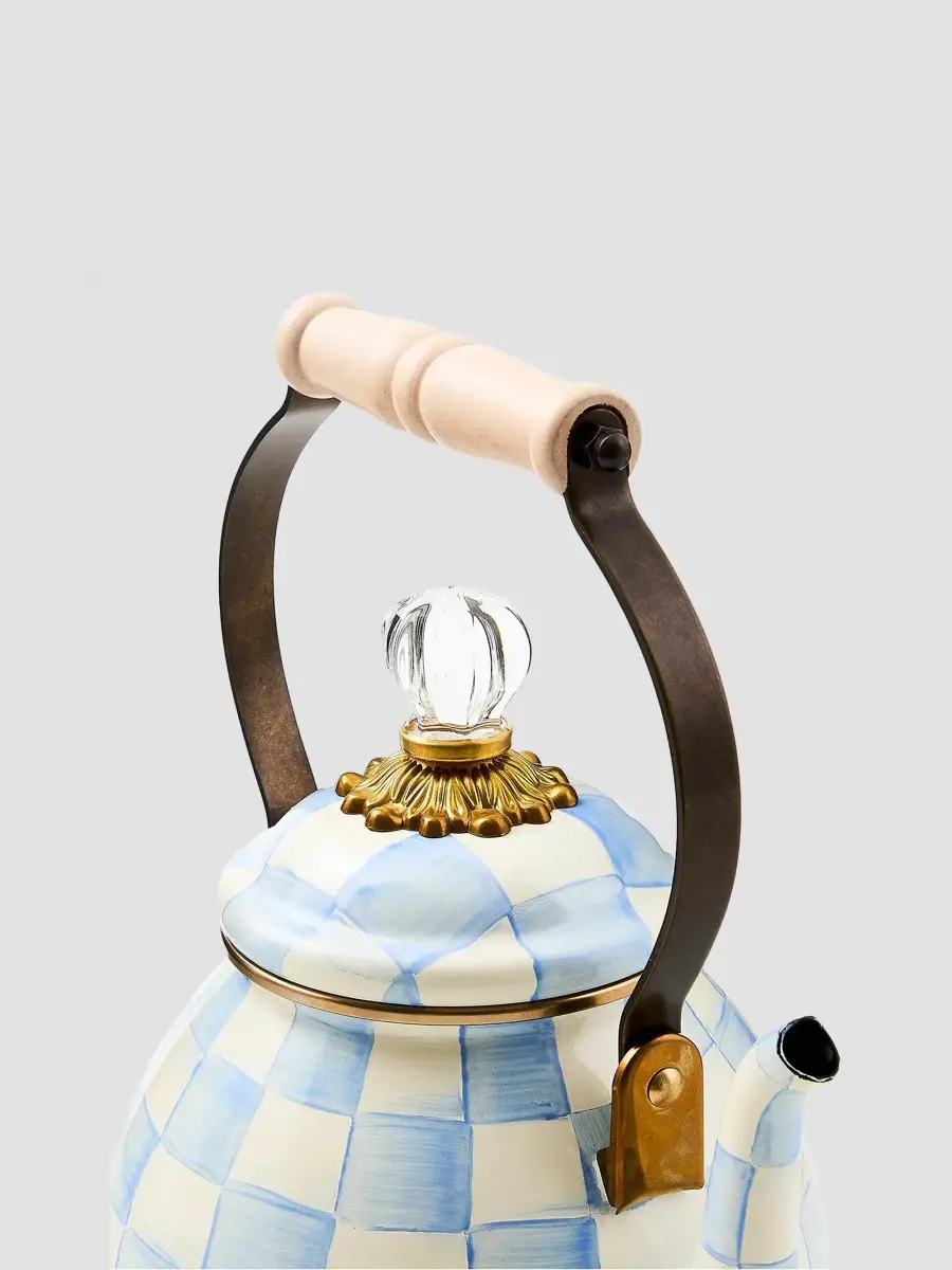 MacKenzie-Childs Sky Check 2-Quart Hand-Painted Enamel Teapot | Thumbnail 2