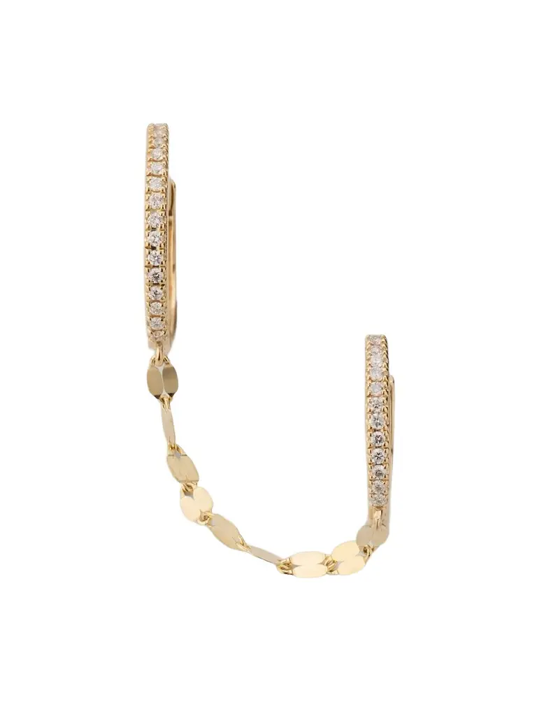 Women's 14K Yellow Gold & 0.07 TCW Diamond Half Pair Double-Piercing Huggie Earring Women's 14K Yellow Gold & 0.07 TCW Diamond Half Pair Double-Piercing Huggie Earring