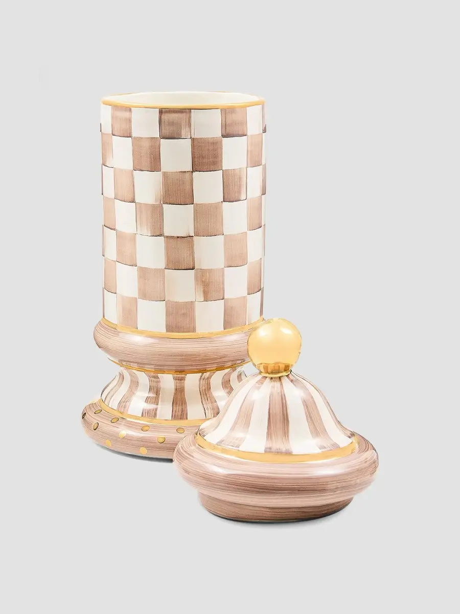 MacKenzie-Childs Check Ceramic Column Storage Container | Thumbnail 2 MacKenzie-Childs Check Ceramic Column Storage Container | Thumbnail 2