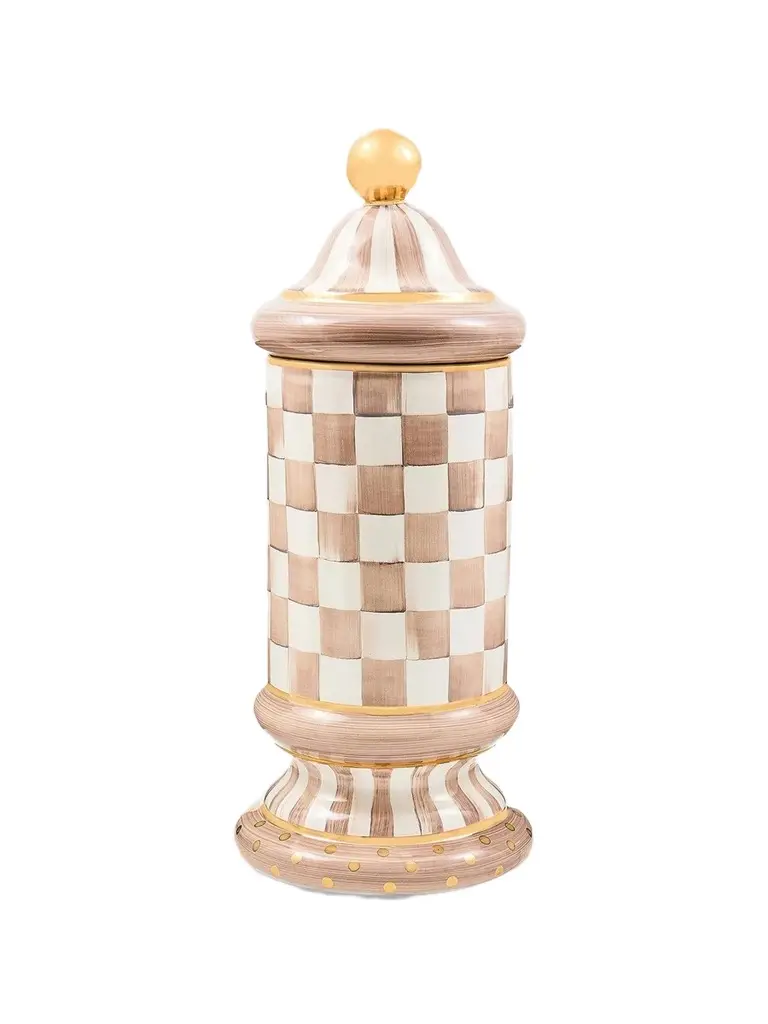 MacKenzie-Childs Check Ceramic Column Storage Container