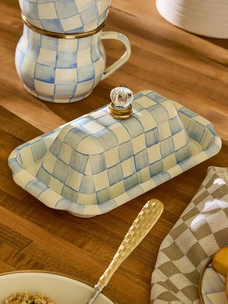 MacKenzie-Childs Sky Check Enamel Butter Box | Thumbnail 3 MacKenzie-Childs Sky Check Enamel Butter Box | Thumbnail 3