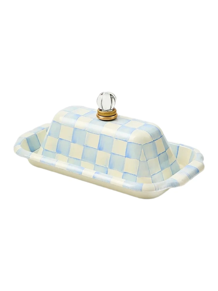MacKenzie-Childs Sky Check Enamel Butter Box