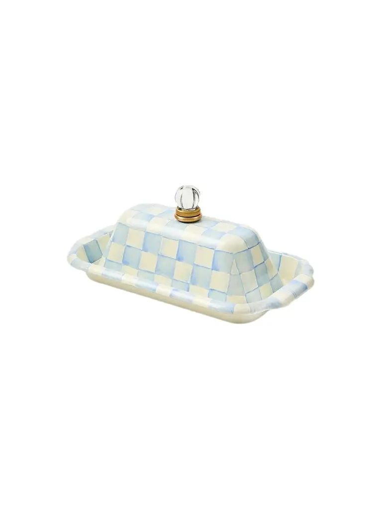 Sky Check Enamel Butter Box Sky Check Enamel Butter Box